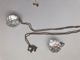 925- Silber Kette mit Bergkristalle Anhänger Kugel